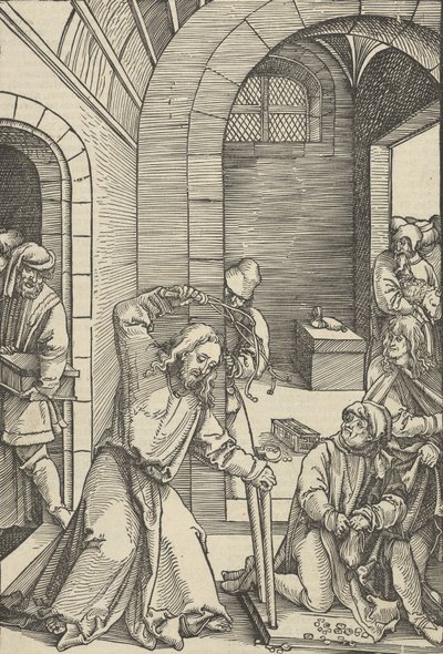 Krisztus megtisztítja a templomot, Urunk Jézus Krisztus szenvedésének tükréből, 1507 alkotó: Hans Schäufelein the Elder
