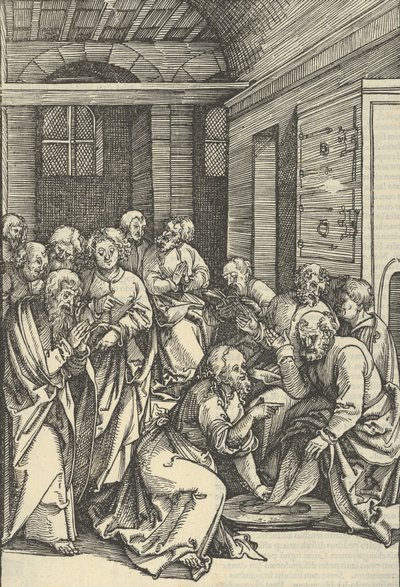 Szent Péter lábát mosó Krisztus, Urunk Jézus Krisztus szenvedésének tükréből, 1507 alkotó: Hans Schäufelein the Elder
