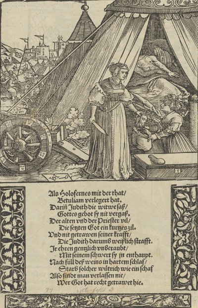 Judit Holophernes fejével, a Das Büchle emlékműből, 1533. alkotó: Hans Schäufelein the Elder
