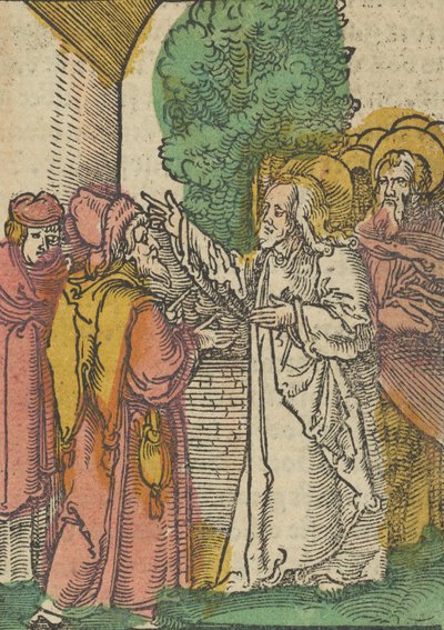 Példabeszéd a farizeusokról és a vámszedőről, a Das Plenariumból, 1517. alkotó: Hans Schäufelein the Elder