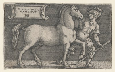 Nagy Sándor vezető Bucephalus, 1531-1550 körül (metszet) alkotó: Hans Sebald Beham