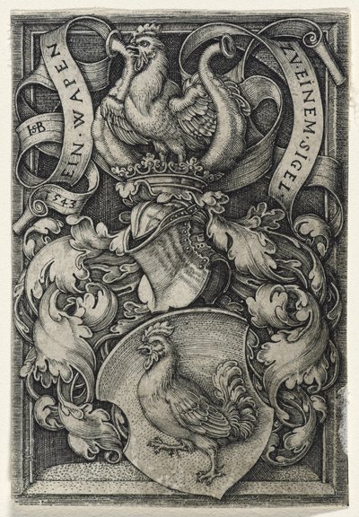 Címer kakassal, 1543 (metszet fektetett papírra) alkotó: Hans Sebald Beham