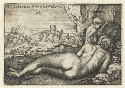 Aranyszájú Szent János remeteként a sivatagban alkotó: Hans Sebald Beham