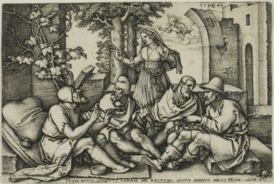 Job beszélget a barátaival alkotó: Hans Sebald Beham