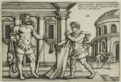 Lichas elhozza Nessus ruháját Herkulesnek, A Herkules munkái című könyvből alkotó: Hans Sebald Beham