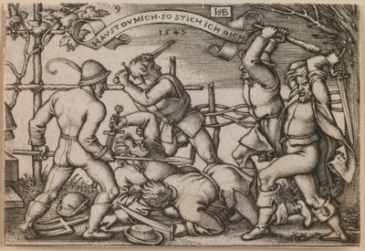 "Parasztok verekedése" a "Parasztok ünnepe vagy a tizenkét hónap" című sorozatból. alkotó: Hans Sebald Beham