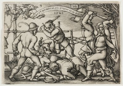 Parasztverekedés, 9. tábla A parasztok lakomája vagy a tizenkét hónapból alkotó: Hans Sebald Beham