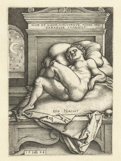Meztelen nő alszik, mint az éjszaka Azon az éjszakán (cím a tárgyon) alkotó: Hans Sebald Beham
