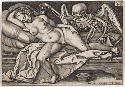Az alvó lány és a halál, 1548 alkotó: Hans Sebald Beham