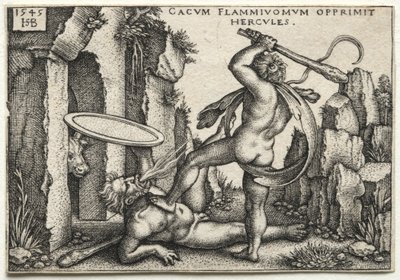 Herkules munkássága: Herkules megöli az óriási kakuszt, 1545. alkotó: Hans Sebald Beham