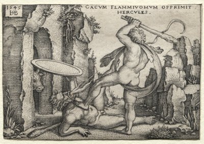 Herkules munkássága: Herkules megöli az óriási kakuszt, 1545. alkotó: Hans Sebald Beham