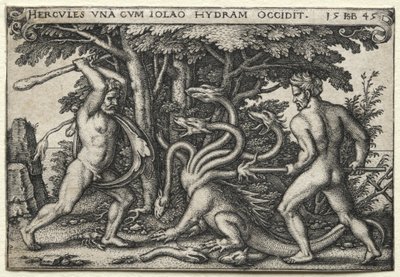 Herkules munkássága: Herkules megöli a lerneai hidrát, 1545. alkotó: Hans Sebald Beham