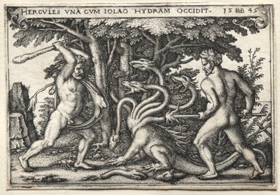 Herkules munkássága: Herkules megöli a lerneai hidrát, 1545. alkotó: Hans Sebald Beham