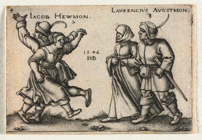 A paraszti esküvő vagy a tizenkét hónap: 7 Jacob Hewmon 8-Laurencius Augstmon, 1546. alkotó: Hans Sebald Beham