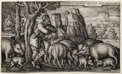 A tékozló fiú: Sertésgondozás. alkotó: Hans Sebald Beham