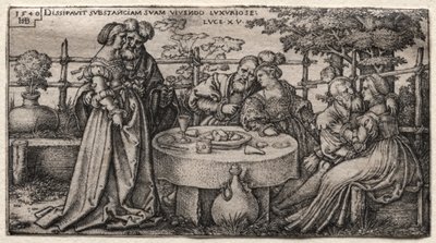 A tékozló fiú: Vagyonának elpazarlása alkotó: Hans Sebald Beham