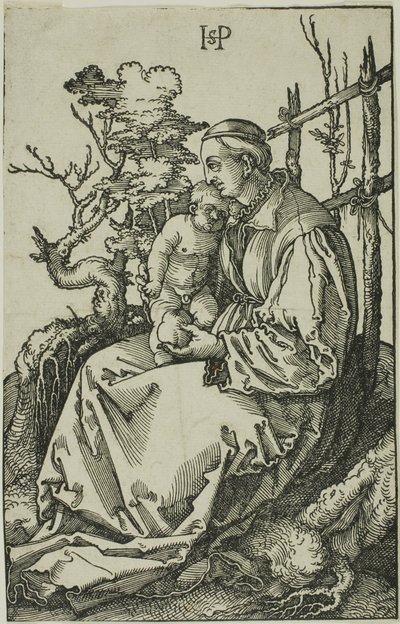 A Szűzanya a körtével és a gyermekkel a bankon alkotó: Hans Sebald Beham