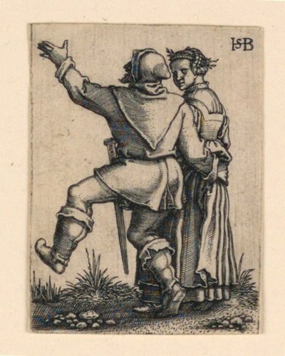 Az esküvői menet: pár táncol balra alkotó: Hans Sebald Beham