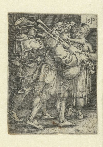 Két zenész és egy lány alkotó: Hans Sebald Beham