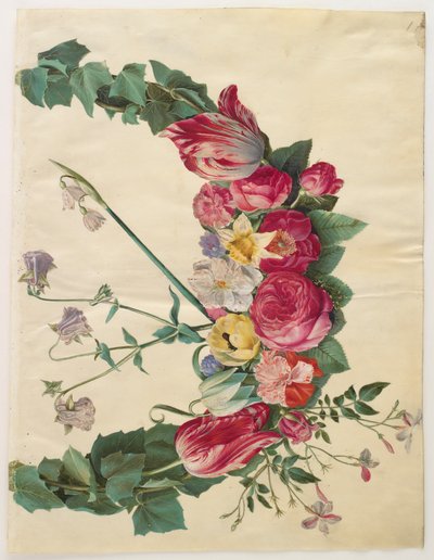 Virágfüzér a Gottorfer Codex albumról, 1650 körül (gouache pergamen) alkotó: Hans Simon Holtzbecher