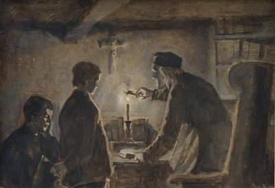 Sören lelkipásztor szilveszterkor elfújja a gyertyát alkotó: Hans Smidth