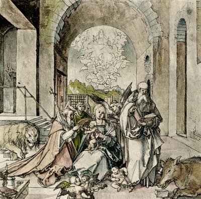 Madonna Szent Jeromosszal és Antonnal alkotó: Hans Suess Kulmbach