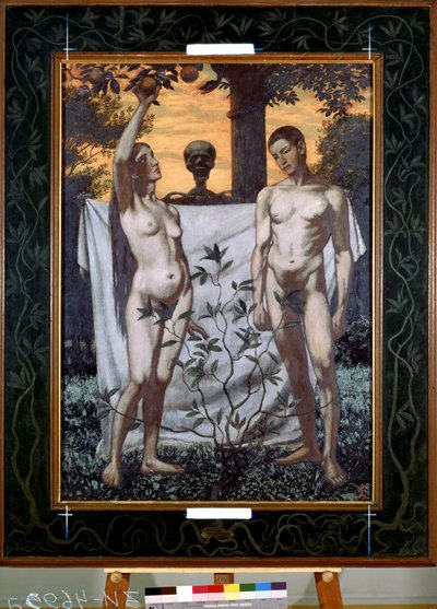 Ádám és Éva (Ádám és Éva). Hans Thoma (1839-1924) festménye. Olajfestmény alkotó: Hans Thoma