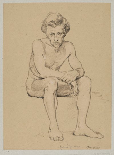 Ülő férfi aktja alkotó: Hans Thoma