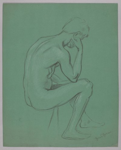 Ülő férfi aktja alkotó: Hans Thoma