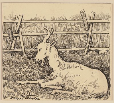 Rajz az olvasókönyvhöz: Kecske alkotó: Hans Thoma