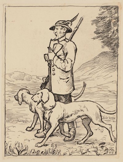 Rajz az ábécéskönyvhöz: Vadász alkotó: Hans Thoma