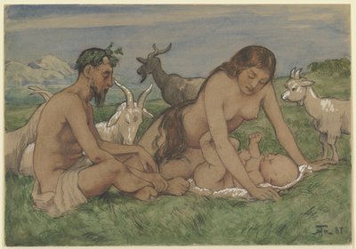 A faunok családja alkotó: Hans Thoma