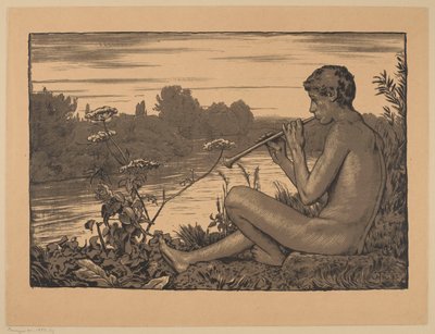 Fuvolán játszó faun alkotó: Hans Thoma