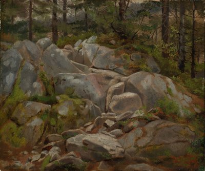 Sziklatömbök fenyőtörzsekkel alkotó: Hans Thoma