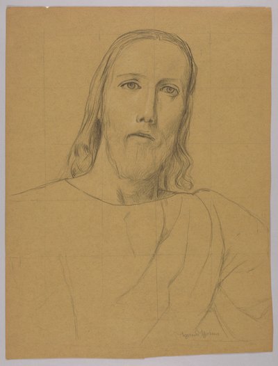 Krisztus feje, hátoldal: Krisztus keresztre feszítése alkotó: Hans Thoma