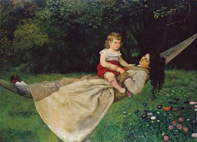 A függőágyban alkotó: Hans Thoma