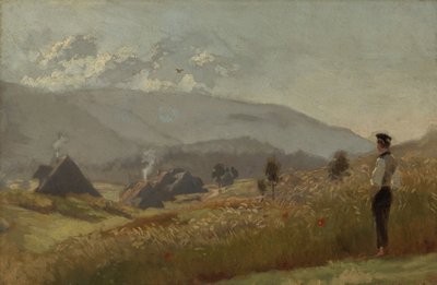 Fiatal paraszt a gabonamezőn alkotó: Hans Thoma