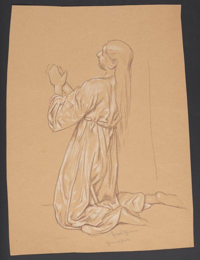 Kniende Maria Magdalena, verso: Konturwiederholung derselben Komposition alkotó: Hans Thoma