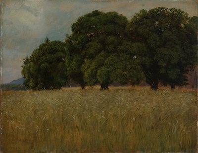 Gabonaföld lombhullató fákkal alkotó: Hans Thoma