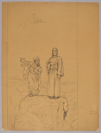 Die Versuchung Christi, verso: Christus gekreuzigt alkotó: Hans Thoma