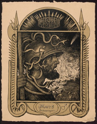 „Mars Jahrersregent”. Mars, az év ura. Tervek az „Örök képes naptár” című műhöz, II. rész (Immerwährender Bilderkalender) alkotó: Hans Thoma