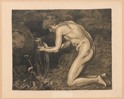 Forrásból vizet merítő ifjú, akt alkotó: Hans Thoma