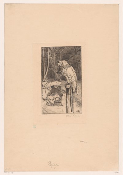 Papagáj és négy figura alkotó: Hans Thoma