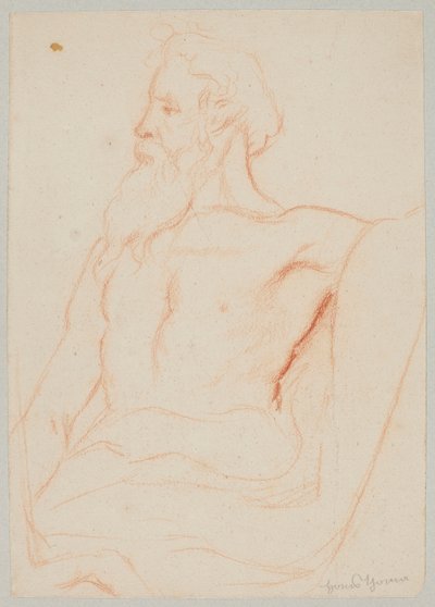 Félmeztelen öregember szakállal alkotó: Hans Thoma