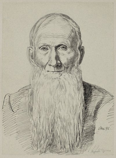 Hosszú szakállú öregember mellszobra alkotó: Hans Thoma