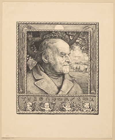 Férfi portréja szántásos háttérrel alkotó: Hans Thoma