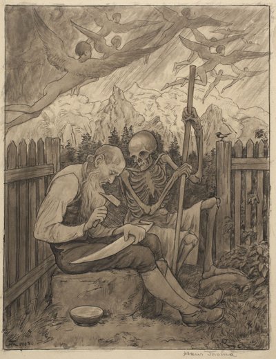 A halál kaszájának élezése alkotó: Hans Thoma