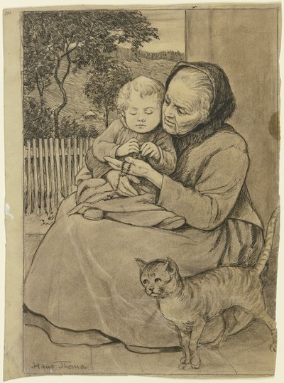 Ülő idős nő gyermekkel alkotó: Hans Thoma