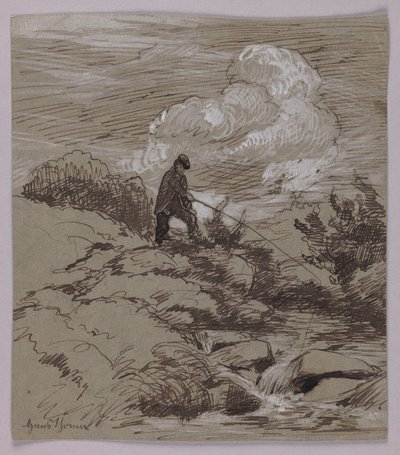 Horgász a pataknál alkotó: Hans Thoma