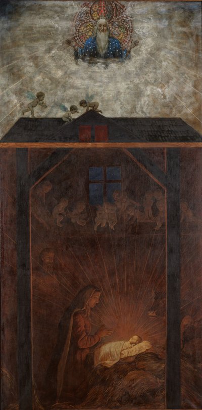 Karácsonyi triptichon: A gyermek imádása alkotó: Hans Thoma
